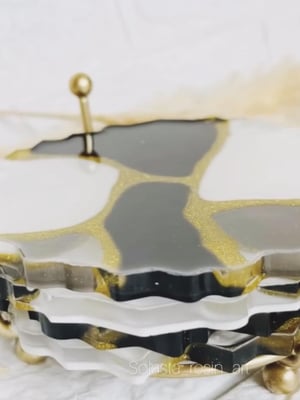 MONOCHROME RESIN TRIVET COASTERS (set of 4) — gallery
