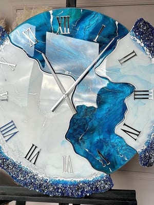 Royal blue  with silver uneven clock