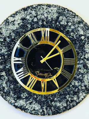 Black with Crystal Geode Clock