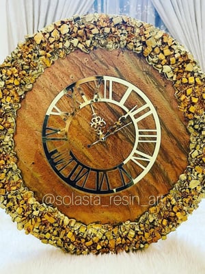 Coffee Brown with GoldCrystal Geode Clock