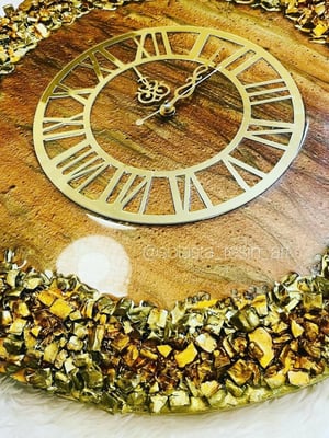 Coffee Brown with GoldCrystal Geode Clock — gallery