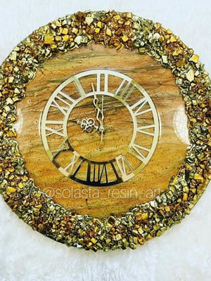 Coffee Brown with GoldCrystal Geode Clock — gallery
