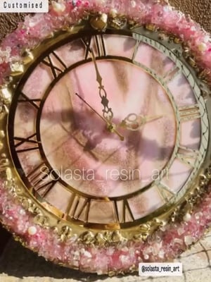 Pink luxury geode wall clock