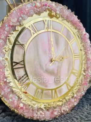 Pink luxury geode wall clock — gallery