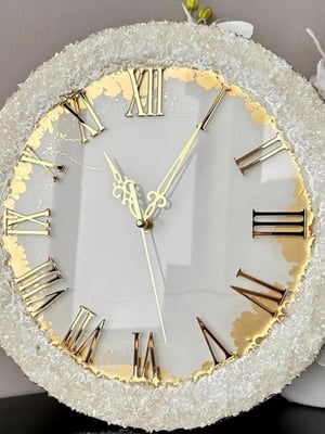 White crystal geode clock