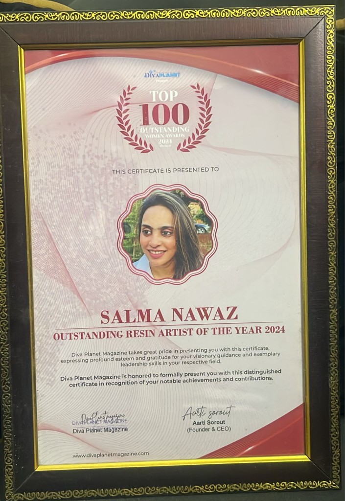 Diva Planet Magazine — Outstanding Resin Artist of the Year 2024 certificate
